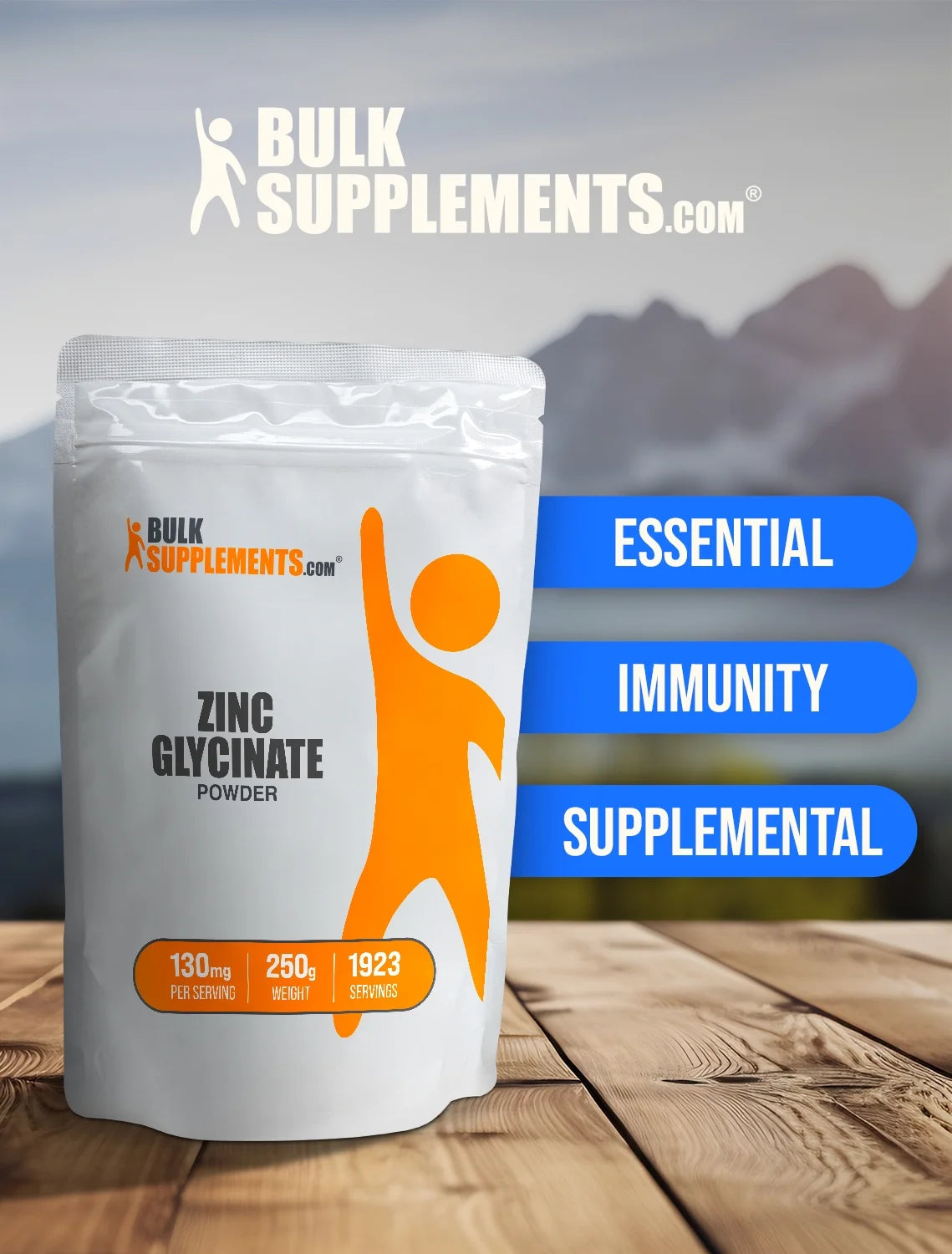 Bulksupplements Zinc Glycinate Powder - Gluten Free, 130Mg per Serving - 250 Grams (8.8 Oz) - 1923 Servings