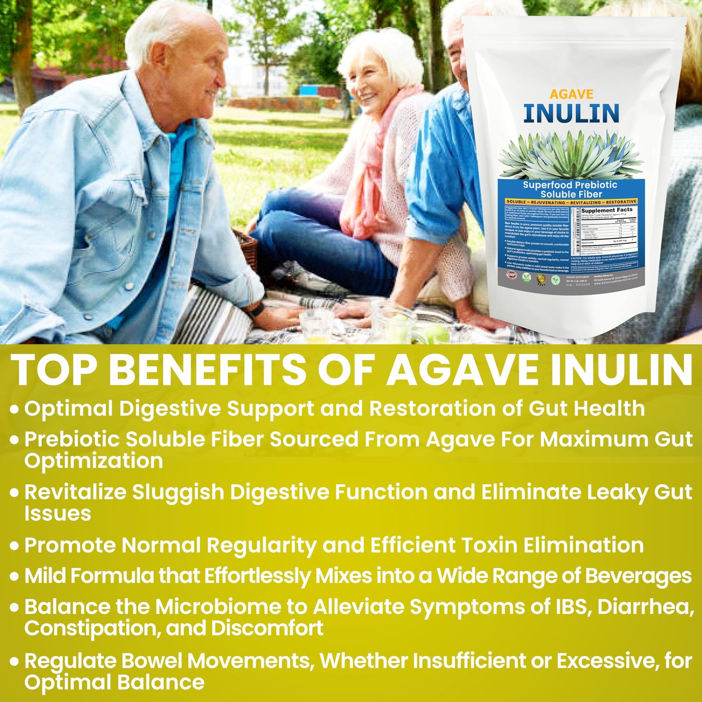 Agave Inulin Fiber Powder Digestive Supplement, 3 Lbs.