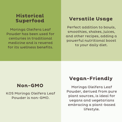 Organic Moringa Powder - Vegan Superfood Booster, Gluten Free, Non GMO - 2.5 Oz, 20 Servings